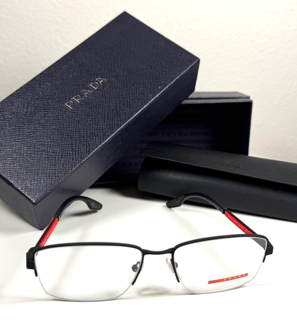 New Prada Linea Rossa VPS 51O DG0-1O1 Matte Black Red Eyeglasses Frame 56-17 140